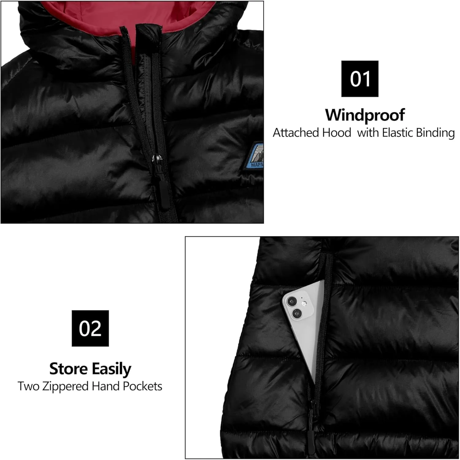 Mapamyumco Womens Lightweight Puffer Vest with Hood, Water-Resistant Sleeveless Jacket for Hiking Ski