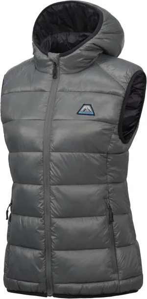 Mapamyumco Womens Lightweight Puffer Vest with Hood, Water-Resistant Sleeveless Jacket for Hiking Ski