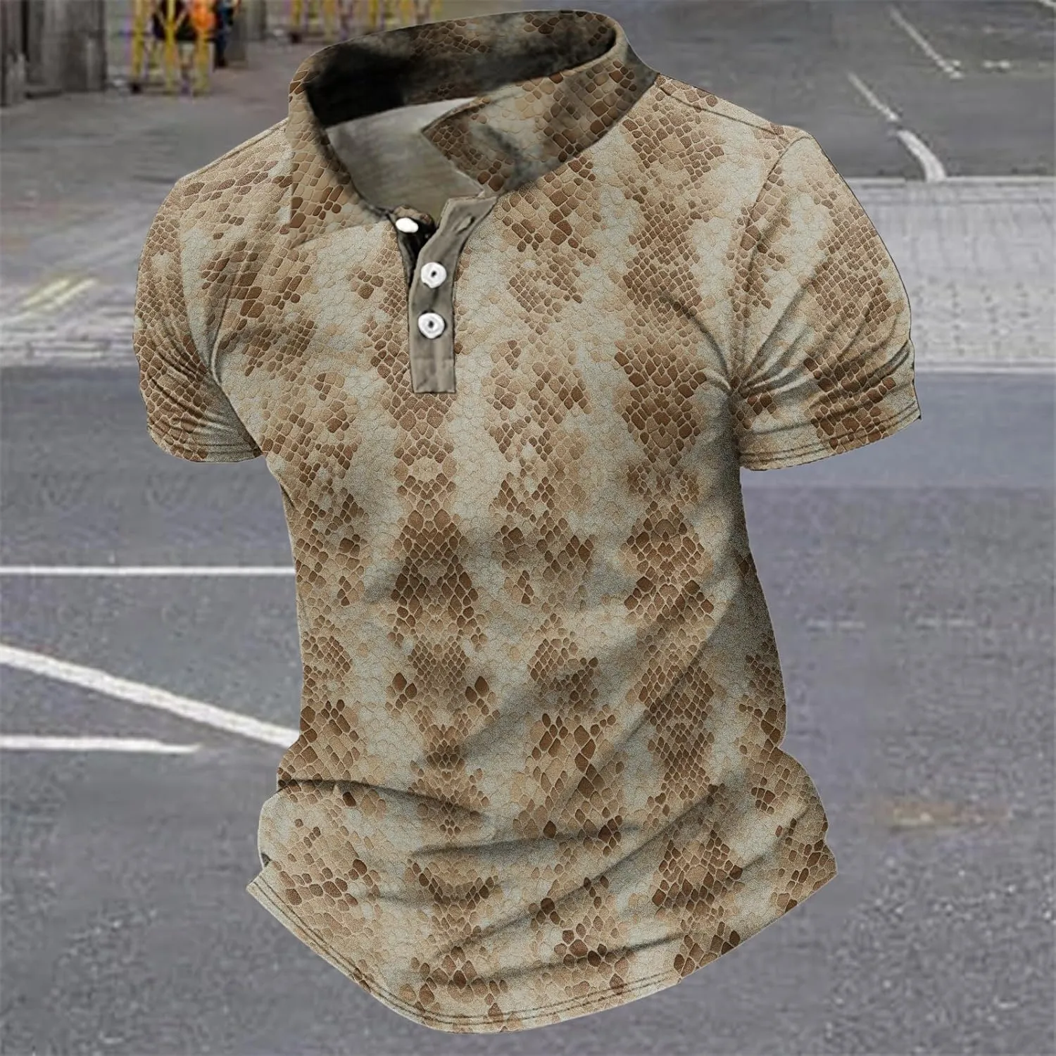 MARSVOVO Polo Shirts for Men Short Sleeve Breathable Button Cool Graphic Quick-Dry Daily Big and Tall Shirts for Men