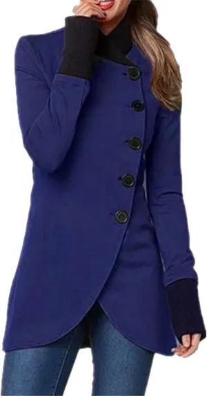 MAYRAIN Women Elegant Wool Blend Peacoat High Neck Single Breasted Overcoats Winter Fashion Trench Coat