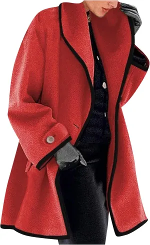 MAYRAIN Womens Winter Hooded Trench Coat Soft Wool Blend Pea Coat Vintage Long Sleeve Single Breasted Coats