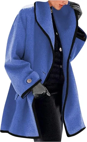 MAYRAIN Womens Winter Hooded Trench Coat Soft Wool Blend Pea Coat Vintage Long Sleeve Single Breasted Coats
