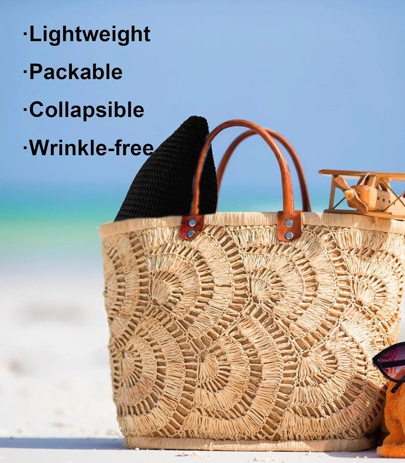 MEINICIY Womens Bucket Hat, Beach Sun Hat for Women, Bamboo Mesh Woven Foldable Packable