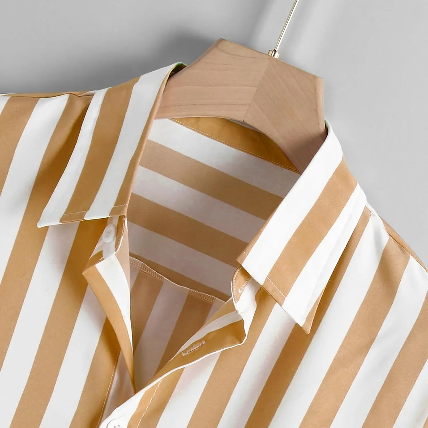 Men Button Down Striped Shirts Long Sleeve Tops Casual Basic Blue and White Striped Dress Shirt Slim Fit Blouses