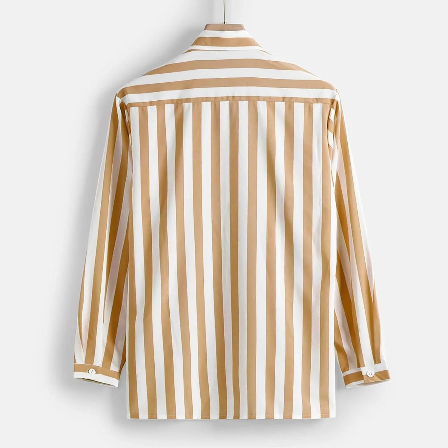 Men Button Down Striped Shirts Long Sleeve Tops Casual Basic Blue and White Striped Dress Shirt Slim Fit Blouses