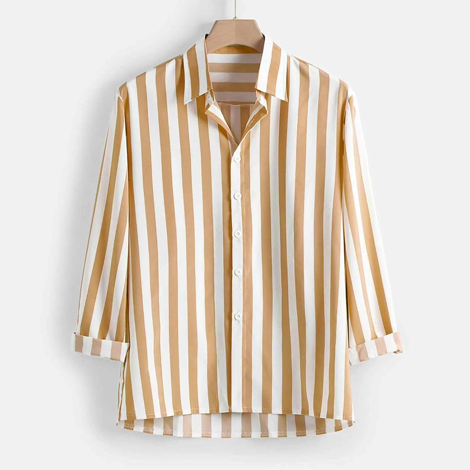 Men Button Down Striped Shirts Long Sleeve Tops Casual Basic Blue and White Striped Dress Shirt Slim Fit Blouses