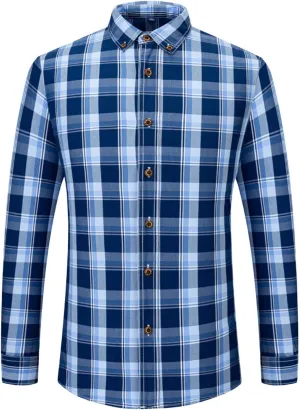 Men Color Matching Striped Long Sleeve Casual Shirt Cotton Plaid Soft Outdoor Shirts Flannel Plaid Button Shirt
