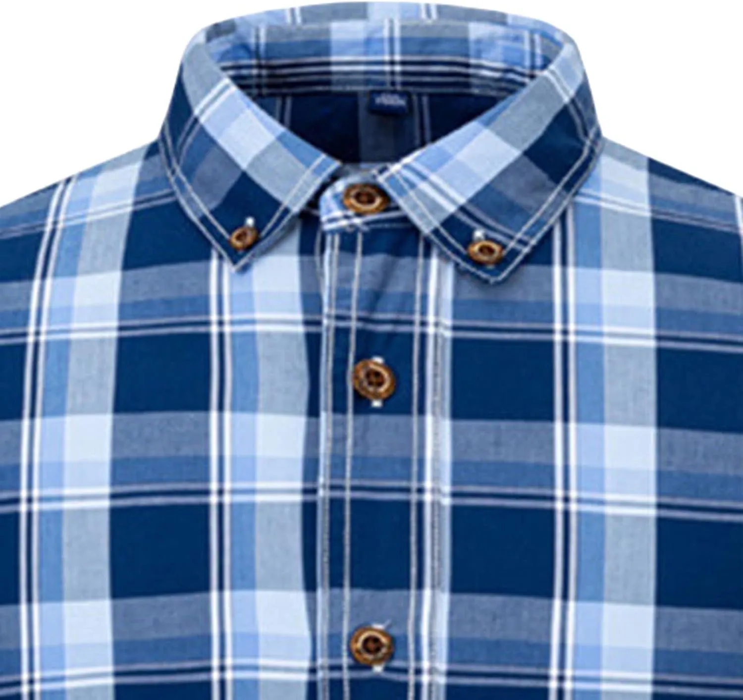Men Color Matching Striped Long Sleeve Casual Shirt Cotton Plaid Soft Outdoor Shirts Flannel Plaid Button Shirt