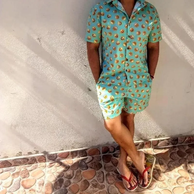 Men Floral Print Two-Piece Set