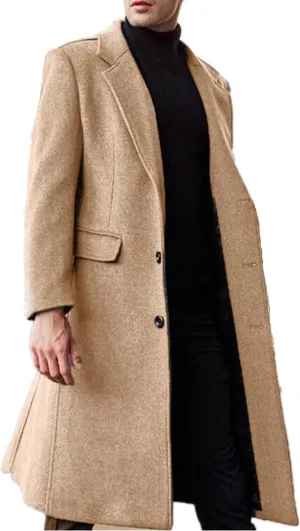 Men Long Trench Coat Tweed Coat Wool Coat