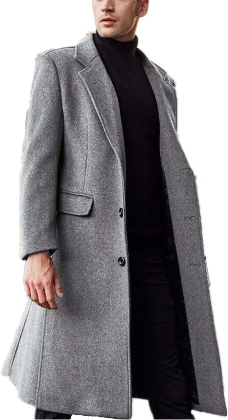 Men Long Trench Coat Tweed Coat Wool Coat