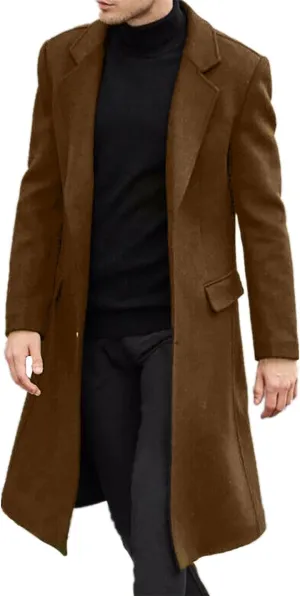Men Long Trench Coat Tweed Coat Wool Coat