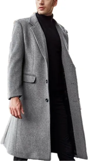 Men Long Trench Coat Tweed Coat Wool Coat