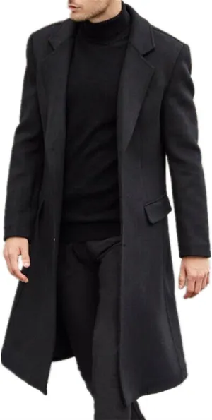 Men Long Trench Coat Tweed Coat Wool Coat