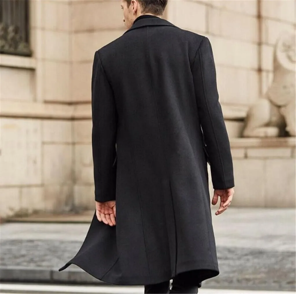 Men Long Trench Coat Tweed Coat Wool Coat