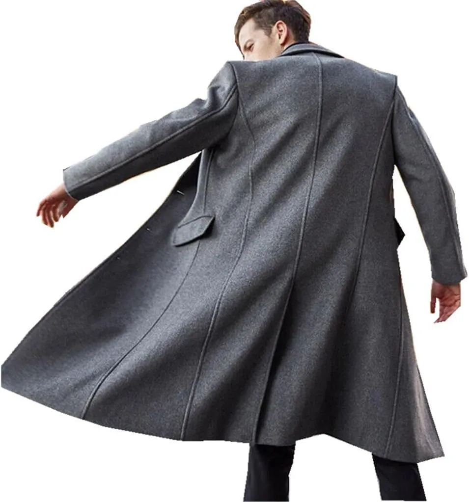 Men Long Trench Coat Tweed Coat Wool Coat