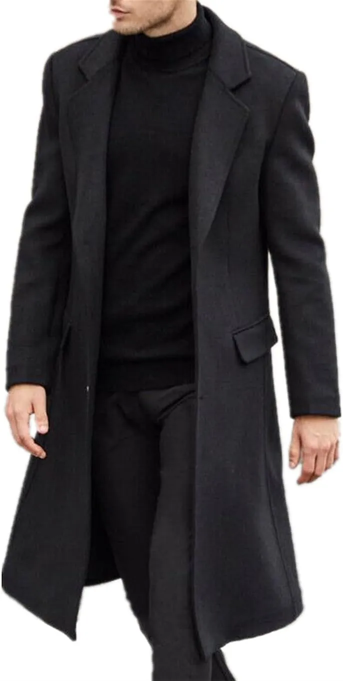 Men Long Trench Coat Tweed Coat Wool Coat