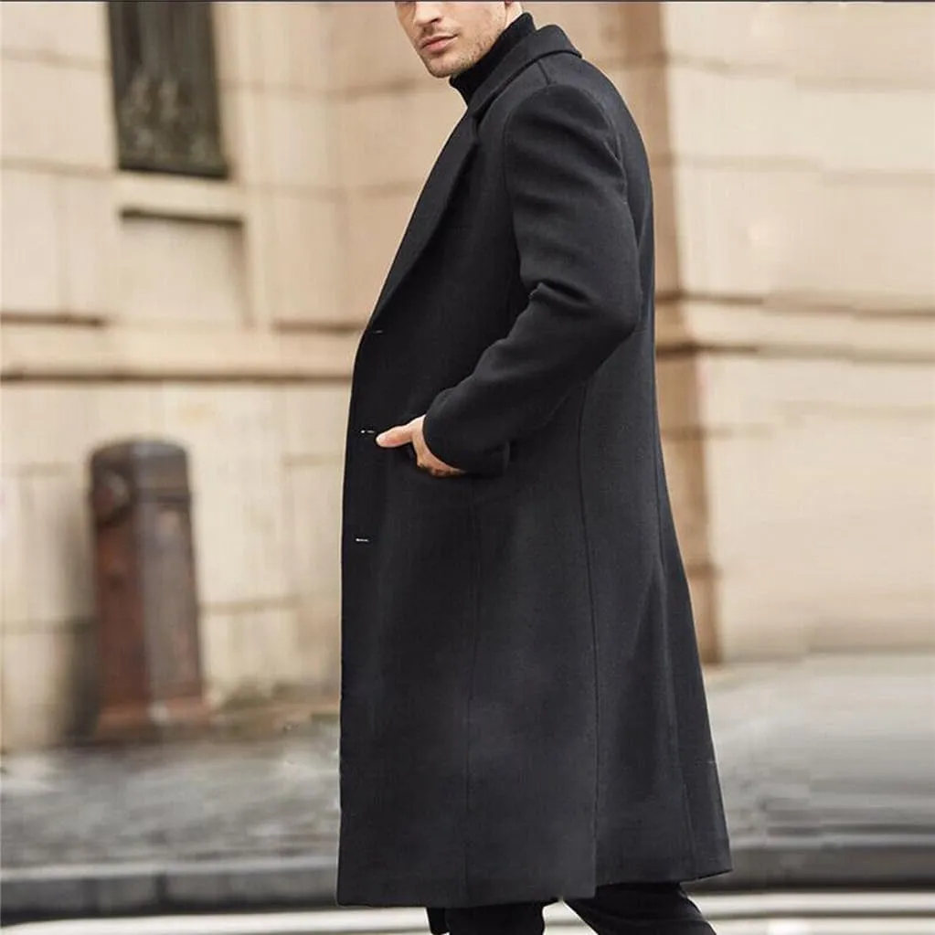Men Long Trench Coat Tweed Coat Wool Coat