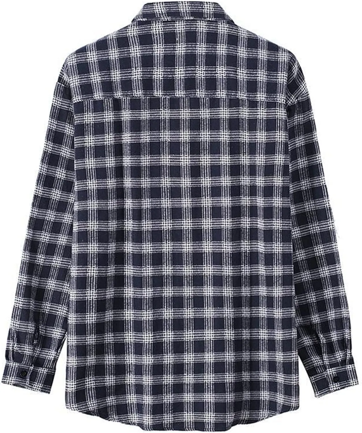 Men Plaid Casual Loose Shirt Jacket Loose Fit Midweight Plaid Shirt Lapel Long Sleeve Button Down Flannel Shirt