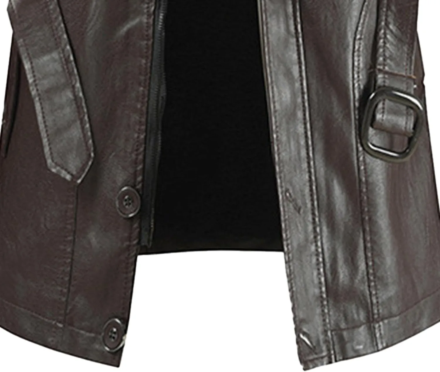 Men Pu Leather Zipper Trench Coat Hooded Casual Motorcycle Long Leather Jacket Vintage Biker Windbreaker With Belt