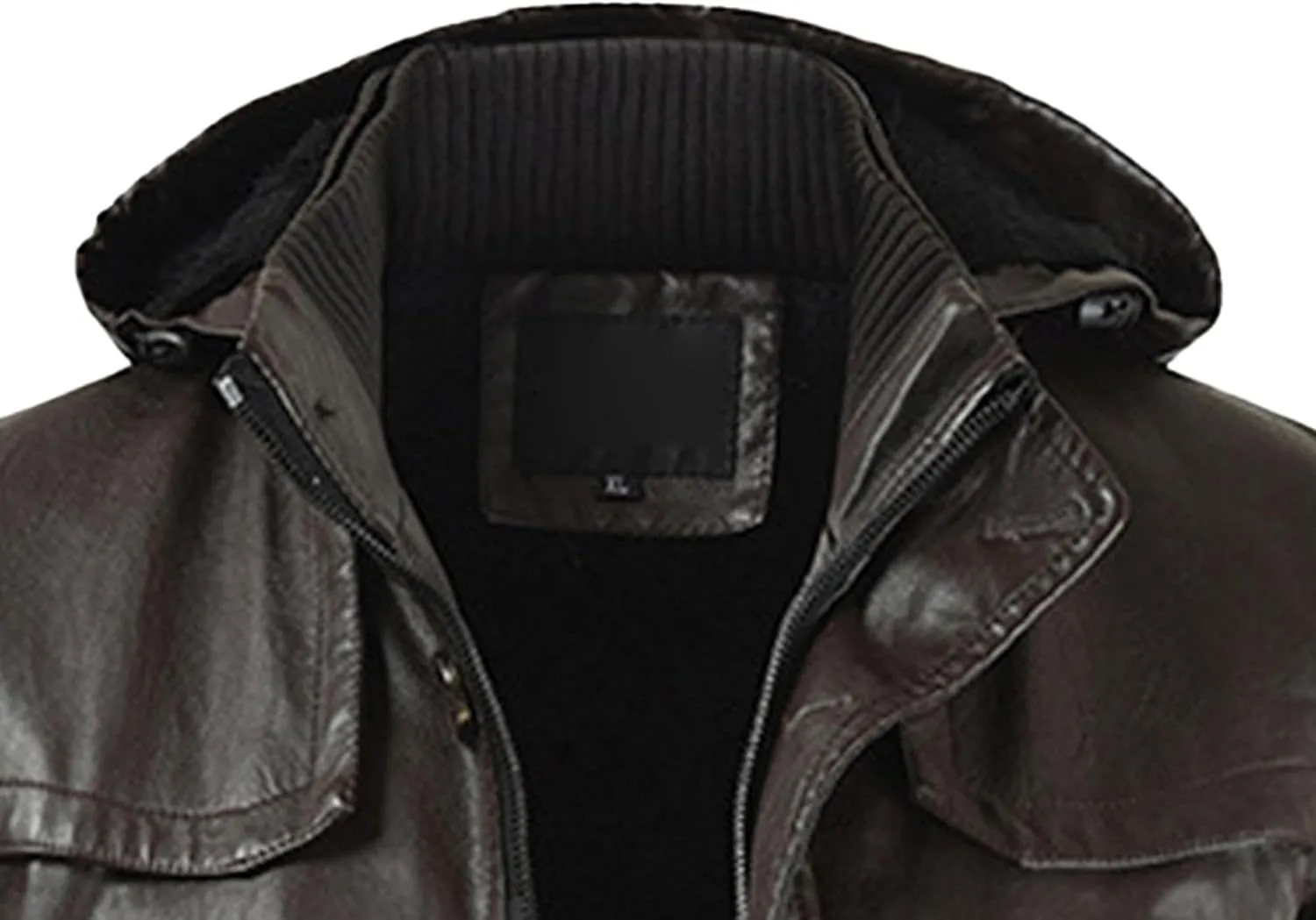 Men Pu Leather Zipper Trench Coat Hooded Casual Motorcycle Long Leather Jacket Vintage Biker Windbreaker With Belt