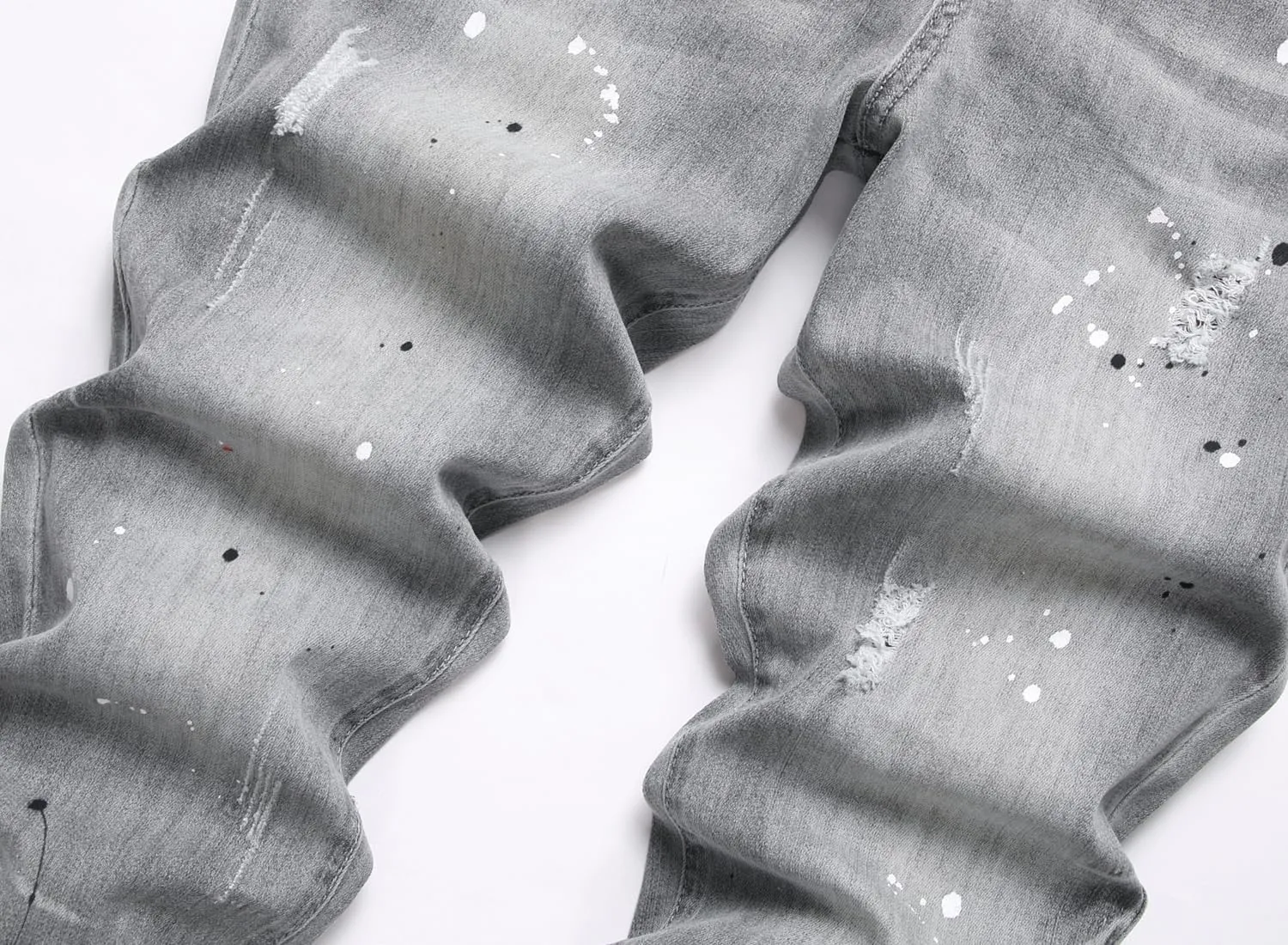 Men Ripped Jeans Fashion Slim Fit Traight Distressed Design Skinny Stretch Comfort Flex Waist Denim Pants