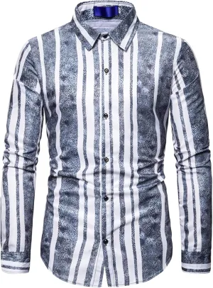 Men V-Neck Summer Long-Sleeved Striped Shirt Beach Yoga Casual Silm Fit Shirt Striped Work Linen Fashion Shirt