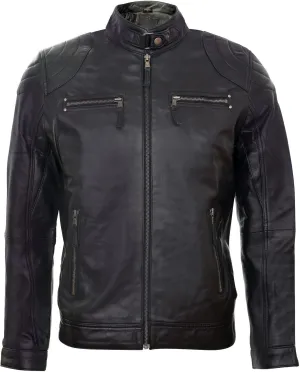 Men's 100% Real Leather Moto Racing Biker Fashion Motorcycle Zipped Jacket