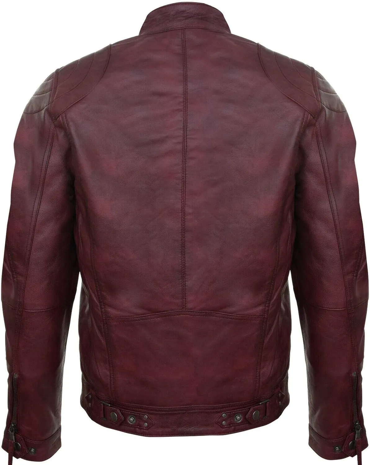 Men's 100% Real Leather Moto Racing Biker Fashion Motorcycle Zipped Jacket