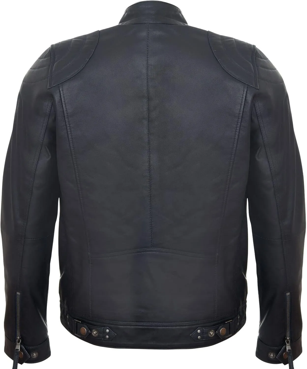 Men's 100% Real Leather Moto Racing Biker Fashion Motorcycle Zipped Jacket