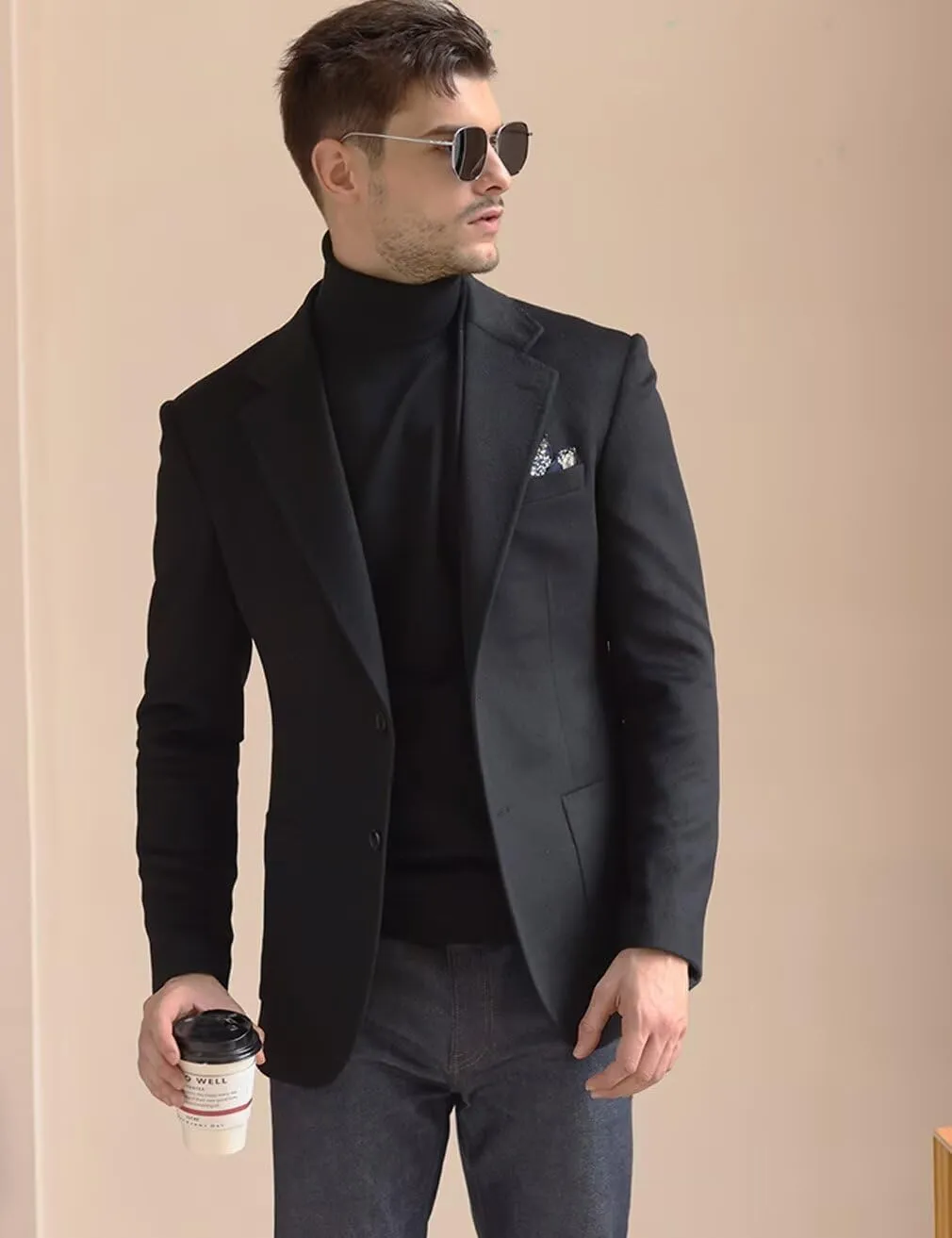 Men's Blazer Sport Coats with Elbow Patch Single Breasted Formal Jacket Notched Lapel Casual Coat
