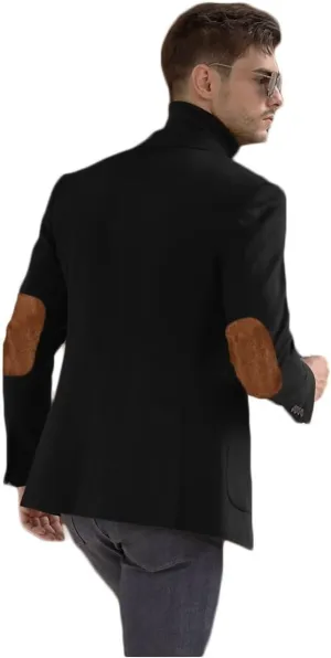 Men's Blazer Sport Coats with Elbow Patch Single Breasted Formal Jacket Notched Lapel Casual Coat