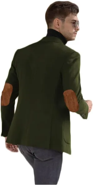 Men's Blazer Sport Coats with Elbow Patch Single Breasted Formal Jacket Notched Lapel Casual Coat