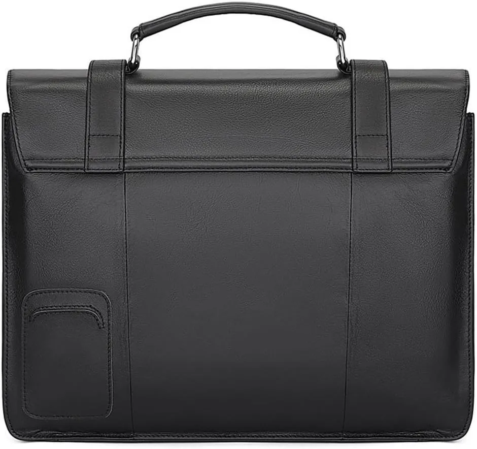 Men's Business Travel Briefcase Leather Messenger Bag Shoulder Water Resistant Anti-Theft Laptop Bag