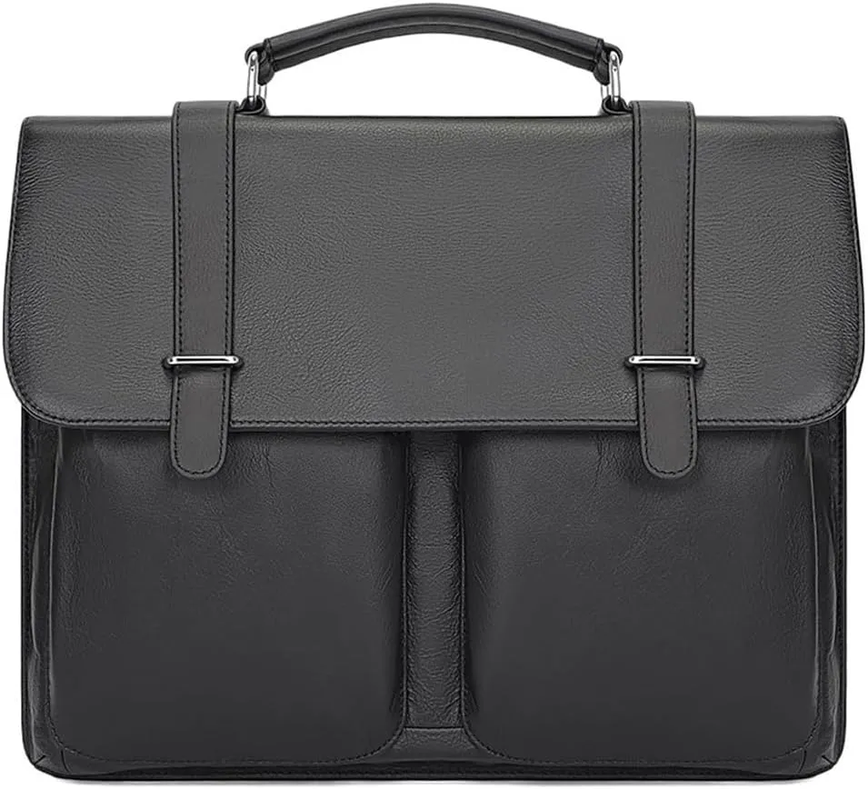 Men's Business Travel Briefcase Leather Messenger Bag Shoulder Water Resistant Anti-Theft Laptop Bag