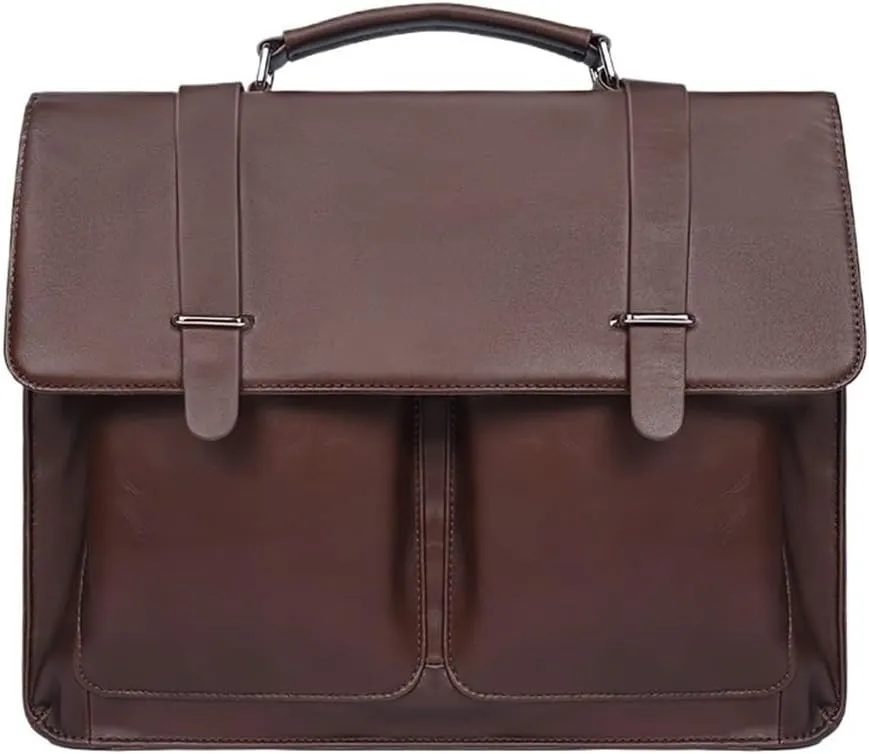 Men's Business Travel Briefcase Leather Messenger Bag Shoulder Water Resistant Anti-Theft Laptop Bag