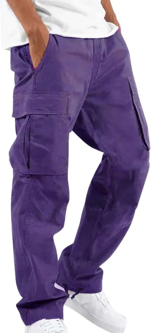 Men's Camo Cargo Pants Athletic Fit Tactical Climbing Trousers with Pockets Drawstring Elastic Waist Sweatpants