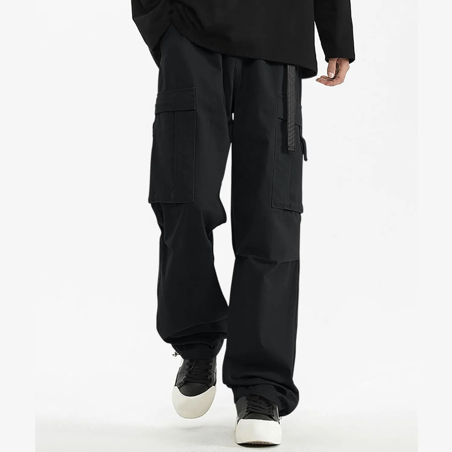 Men's Cargo Pants 2025 Fashion Hip Hop Baggy Pant with Multi Pockets Casual Solid Color Plus Size Loose Fit Trousers