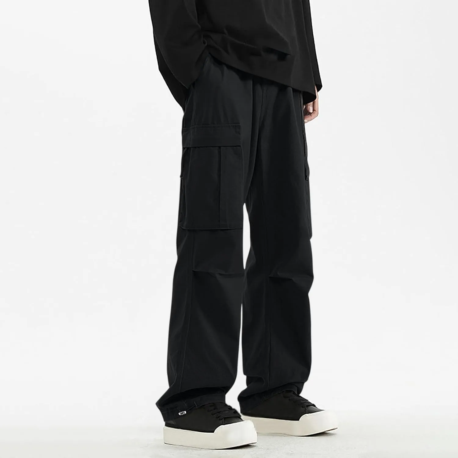 Men's Cargo Pants 2025 Fashion Hip Hop Baggy Pant with Multi Pockets Casual Solid Color Plus Size Loose Fit Trousers