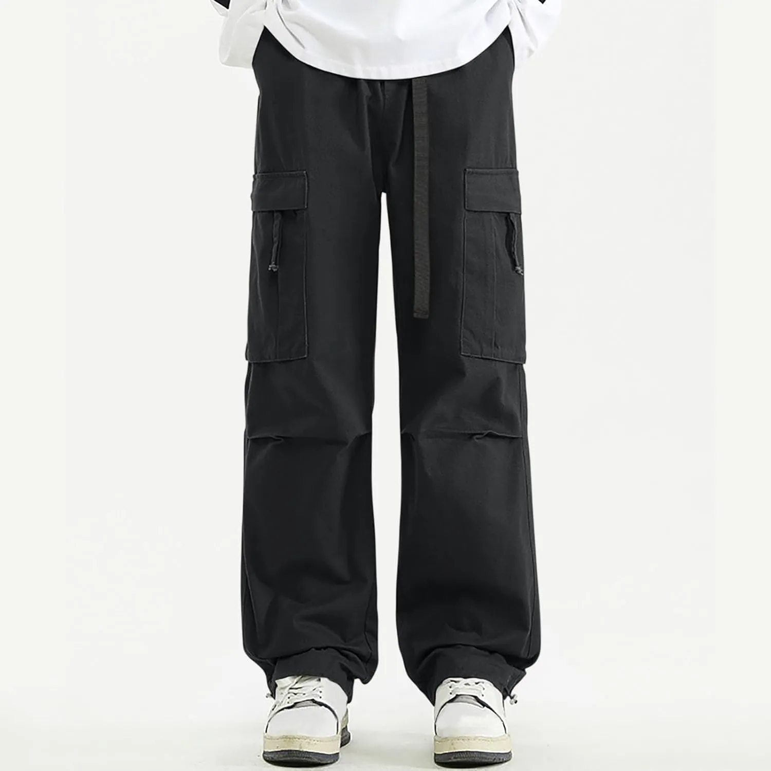 Men's Cargo Pants 2025 Fashion Hip Hop Baggy Pant with Multi Pockets Casual Solid Color Plus Size Loose Fit Trousers
