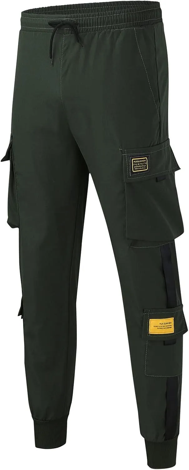 Men's Cargo Pants Elastic Waistband Chino Slim Skinny Gym Joggers Men's Cargo Pants Cotton Work Trousers Men Trousers