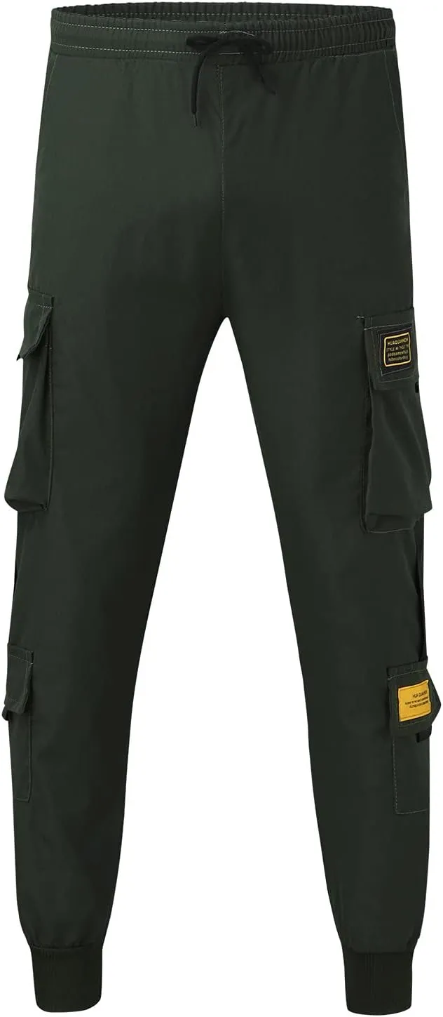 Men's Cargo Pants Elastic Waistband Chino Slim Skinny Gym Joggers Men's Cargo Pants Cotton Work Trousers Men Trousers