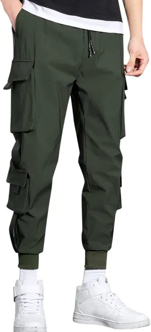 Men's Cargo Pants Elastic Waistband Chino Slim Skinny Gym Joggers Men's Cargo Pants Cotton Work Trousers Men Trousers