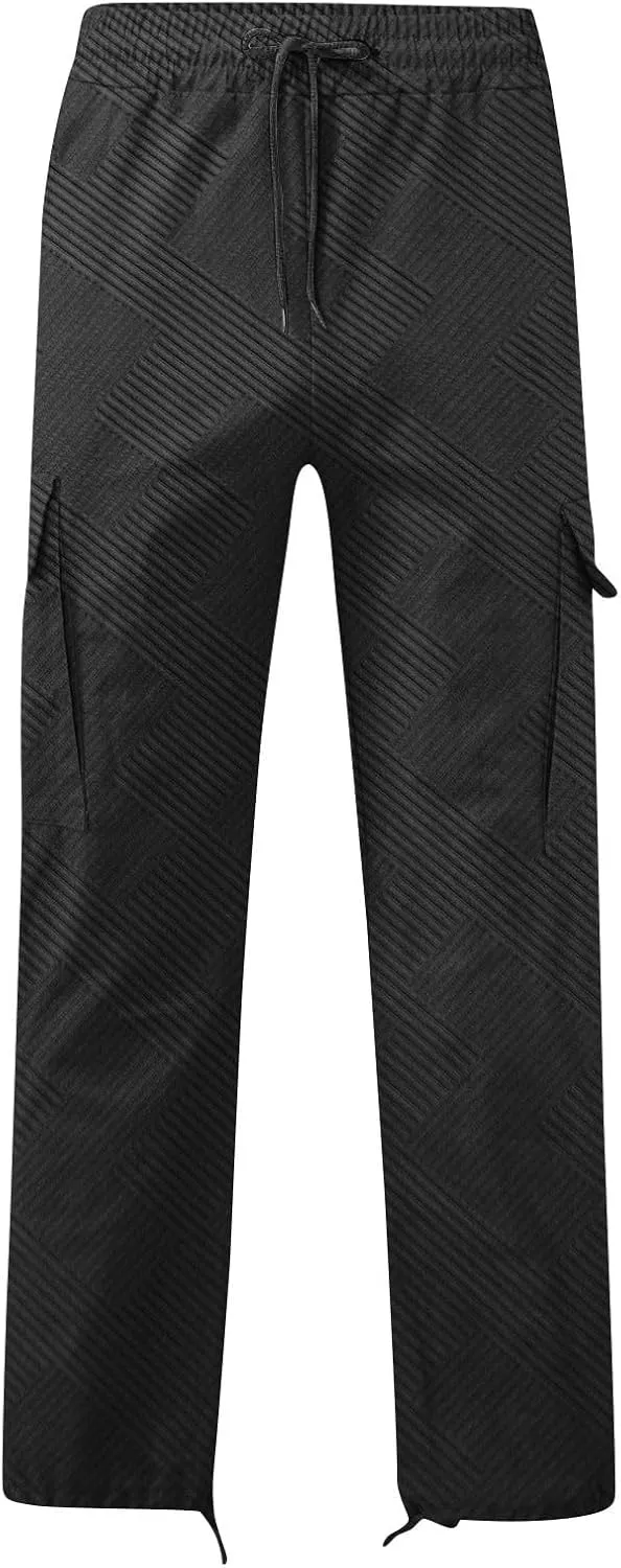 Men's Cargo Pants Lightweight Relaxed Fit Outdoor Sweatpants Hiking Joggers Classic Fit Multi Pockets Fashion Trousers