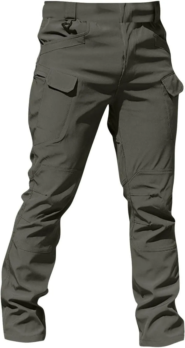 Mens Cargo Pants Multi Pockets Work Pants Hiking Baggy Casual Trousers Water Resistant Straight Tactical Pants