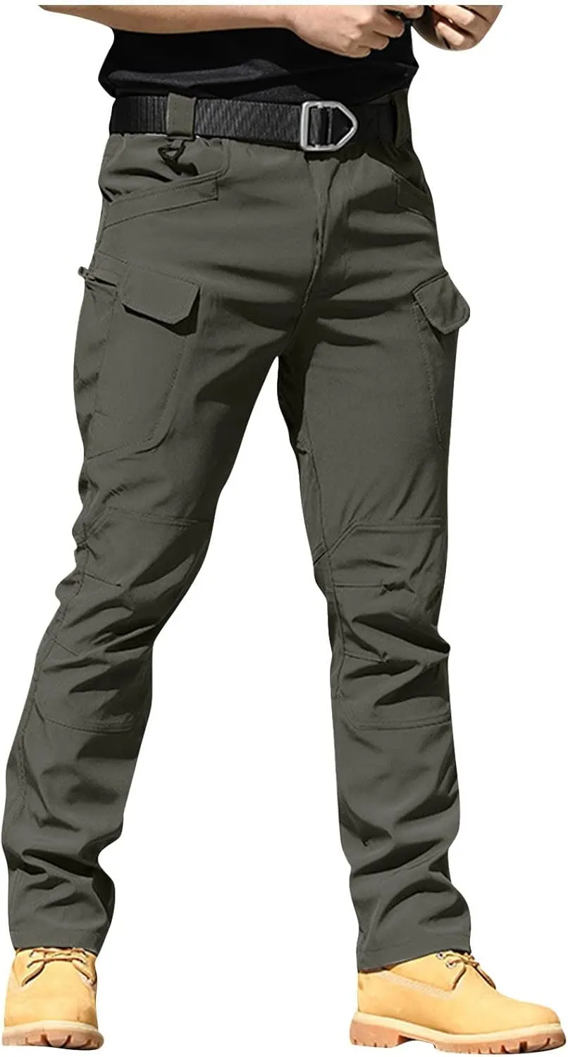 Mens Cargo Pants Multi Pockets Work Pants Hiking Baggy Casual Trousers Water Resistant Straight Tactical Pants
