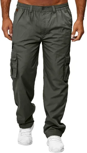 Men's Cargo Pants with Pockets Cotton Hiking Sweatpants Casual Athletic Jogger Relaxed Fit Sports Outdoor Trousers