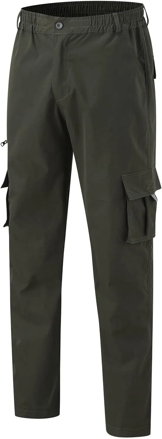 Men's Cargo Pants with Pockets Cotton Hiking Sweatpants Casual Athletic Jogger Relaxed Fit Sports Outdoor Trousers