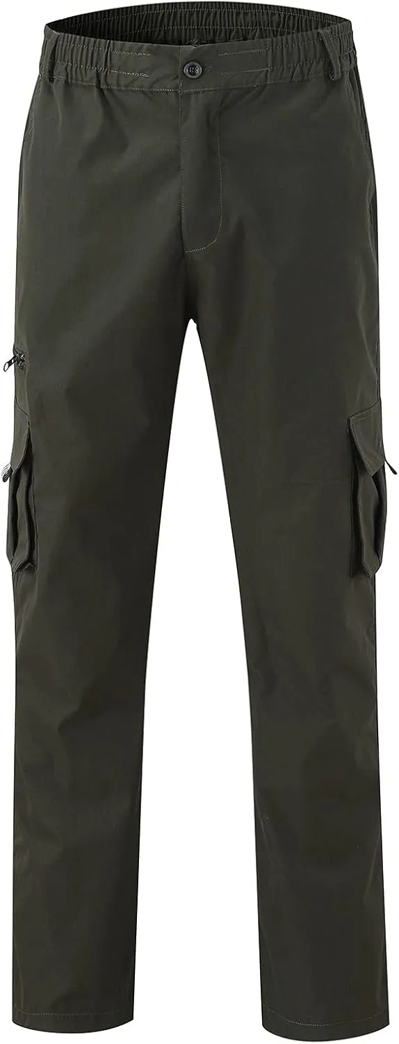 Men's Cargo Pants with Pockets Cotton Hiking Sweatpants Casual Athletic Jogger Relaxed Fit Sports Outdoor Trousers
