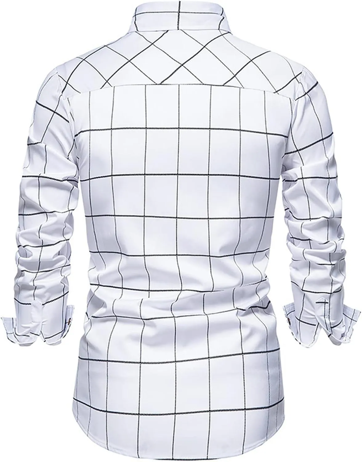 Men's Casual Long Sleeve Plaid Shirt Regular Fit Business Dress Shirts Fashion Plaid Button Up Shirts